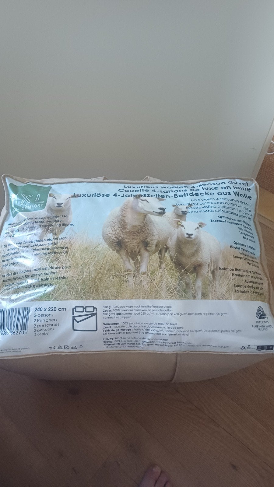 Luxe wollen 4-seizoenen dekbed 240x220 cm, Huis en Inrichting, Slaapkamer | Beddengoed, Ophalen
