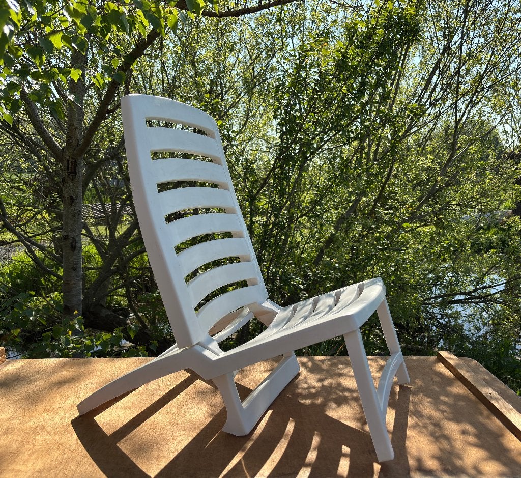 Strandstoel Progarden - wit kunststof - Campingstoel, Ophalen, Zo goed als nieuw, Campingstoel