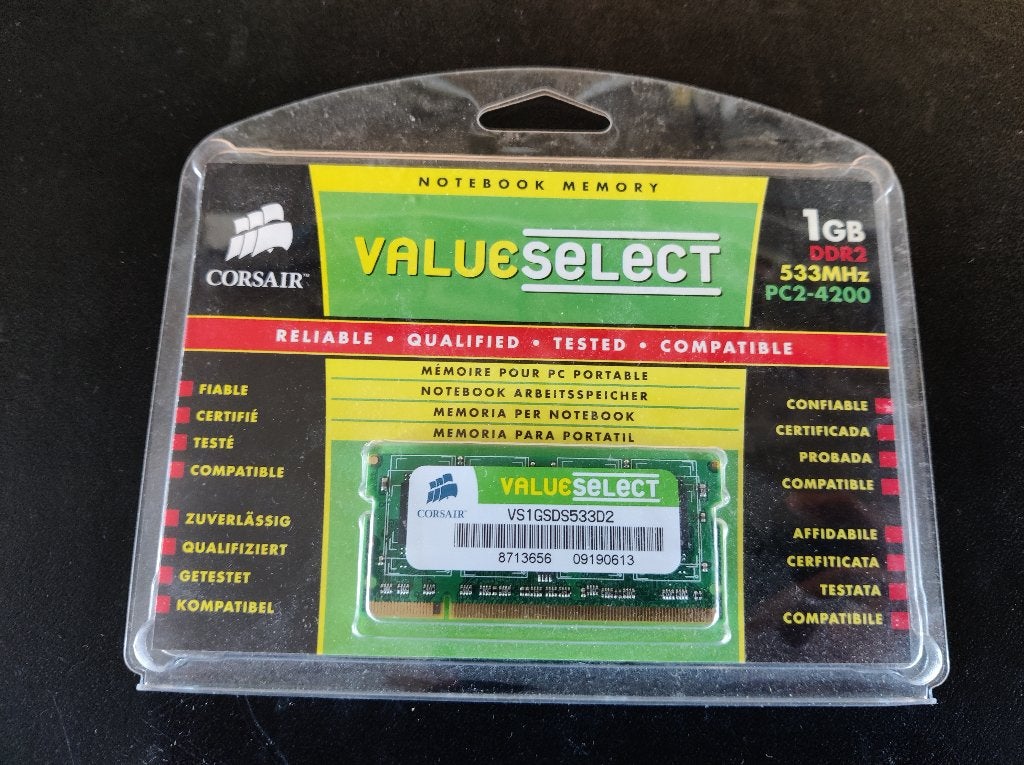 Corsair Value Select 1GB DDR2 SO-DIMM [MEM702] new 6-6, Computers en Software, RAM geheugen, Nieuw, Ophalen of Verzenden, DDR2