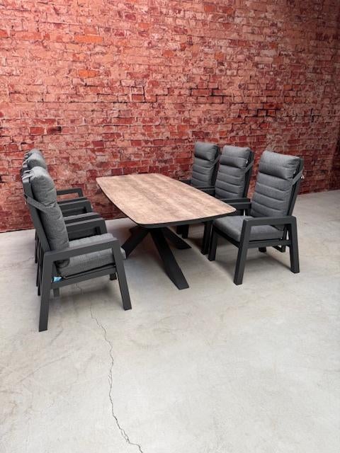 Sens Line outdoor tuinmeubelen : Montana pump chair + tafel, 6 zitplaatsen, Ophalen of Verzenden, Tuinset, Eettafel