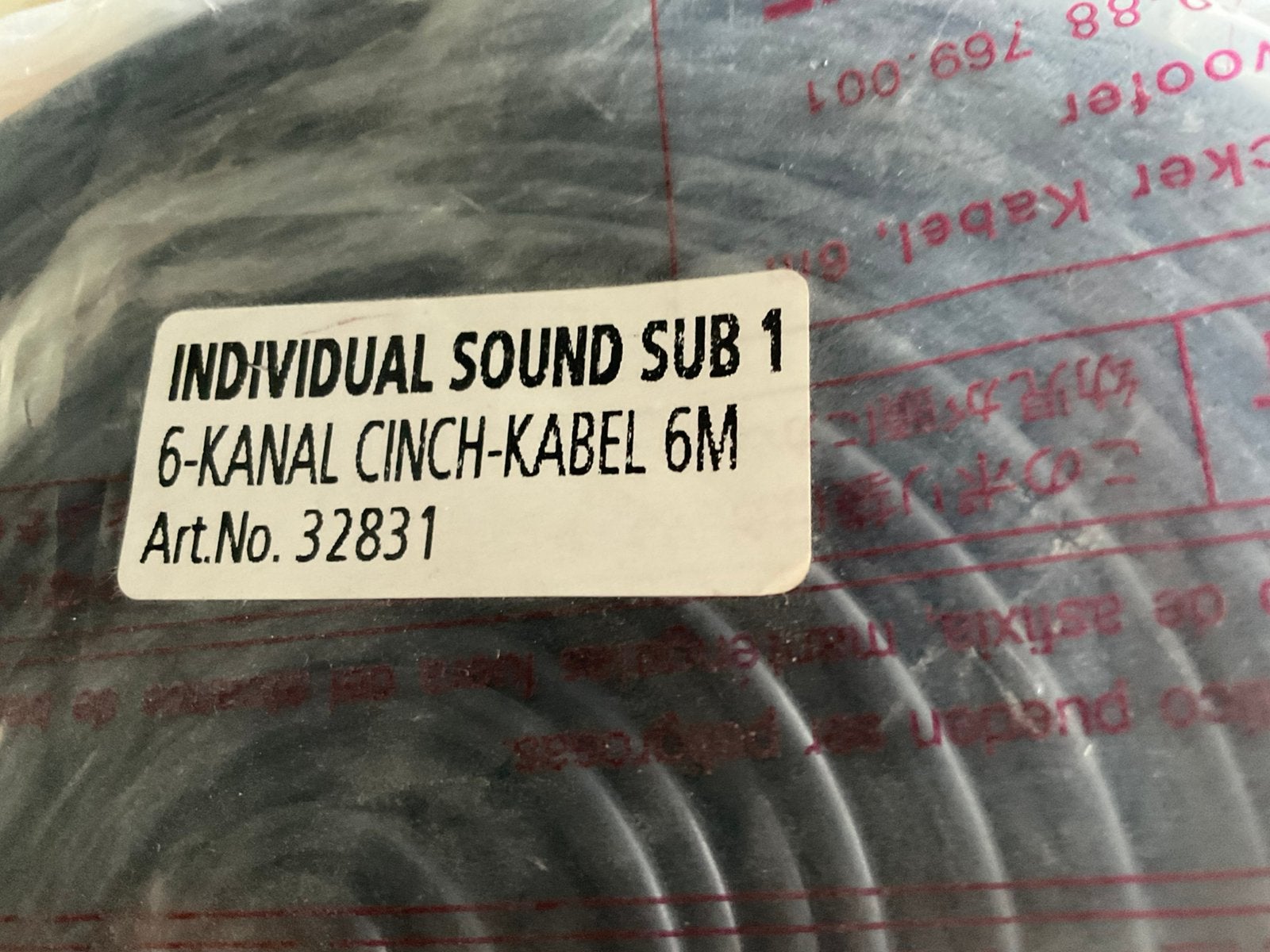 Individual Sound Sub 1 6-kanaals Cinch-kabel 6M, Ophalen of Verzenden, Nieuw, 5 tot 10 meter, Overige kabels