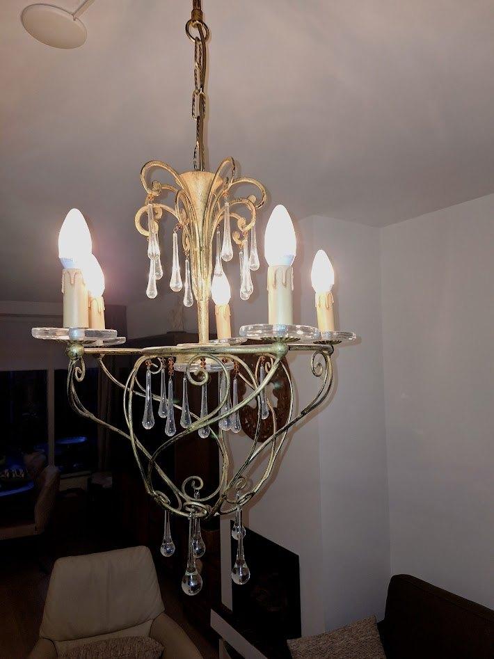 Unieke italiaanse design lamp  met murano kristal  teardrops, Ophalen, Minder dan 50 cm