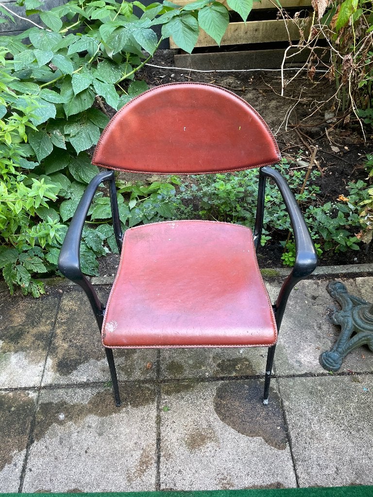Design stoelen van Luigi Origlia /Sedia Coro, jaren 80, Ophalen, Gebruikt, Leer, Twee