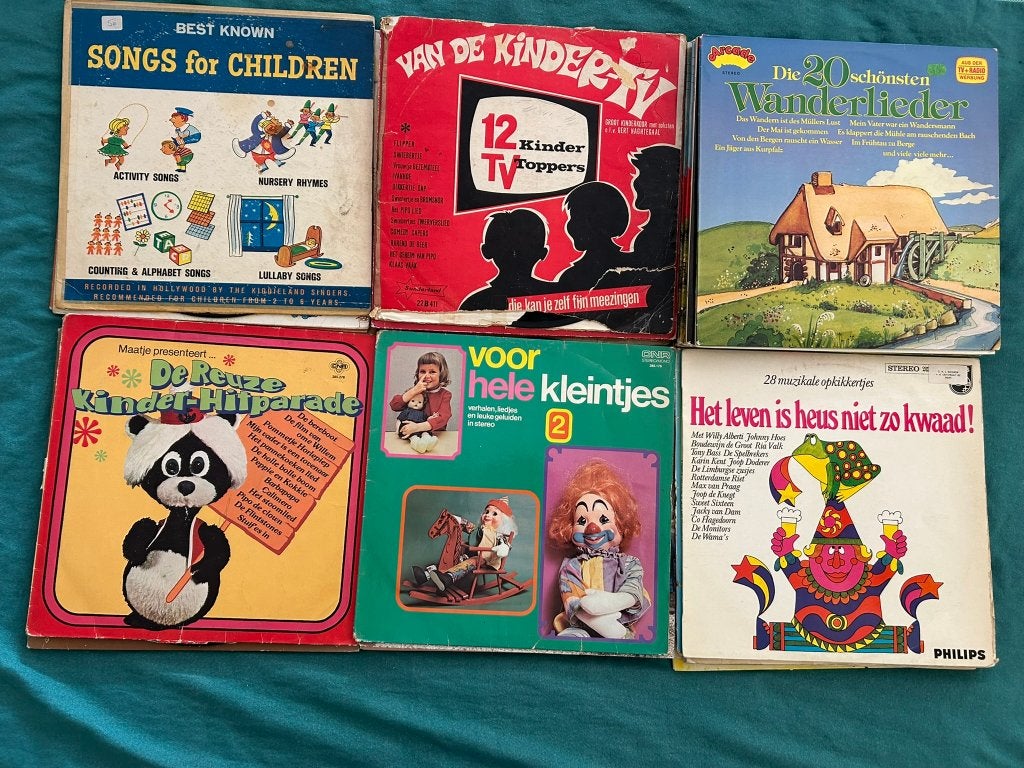 24 LP's Kinderliedjes (ook per stuk te koop), LP, Gebruikt, Ophalen of Verzenden, 12 inch