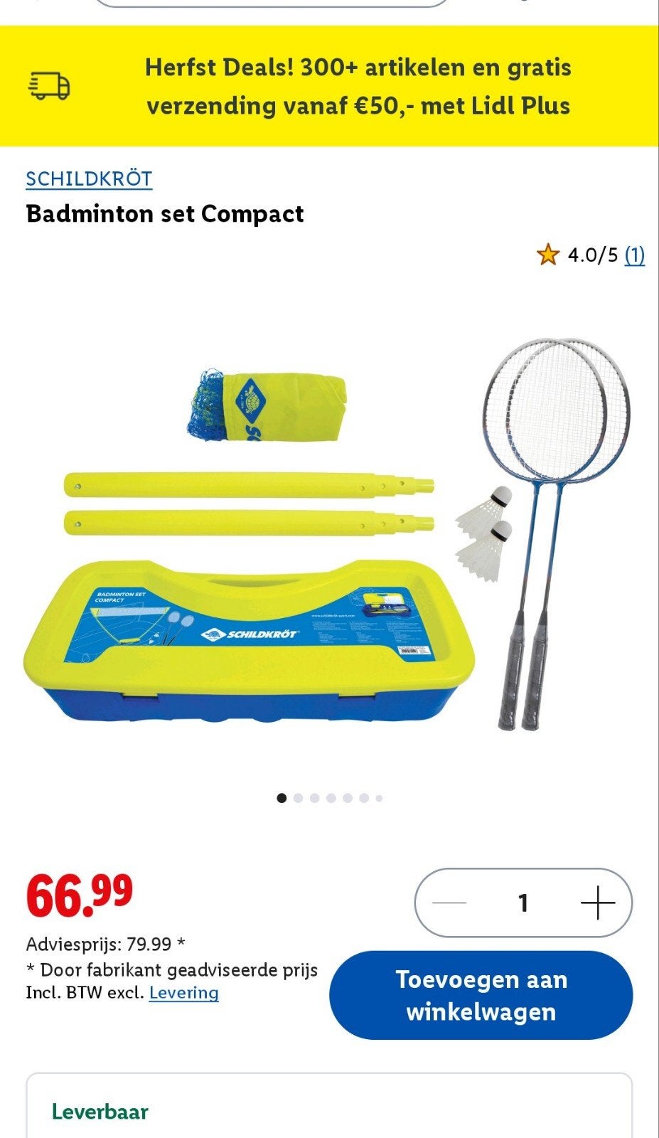 Schildkröt Badminton Set Compact - Nieuw in doos, Ophalen, Nieuw, Racket(s)