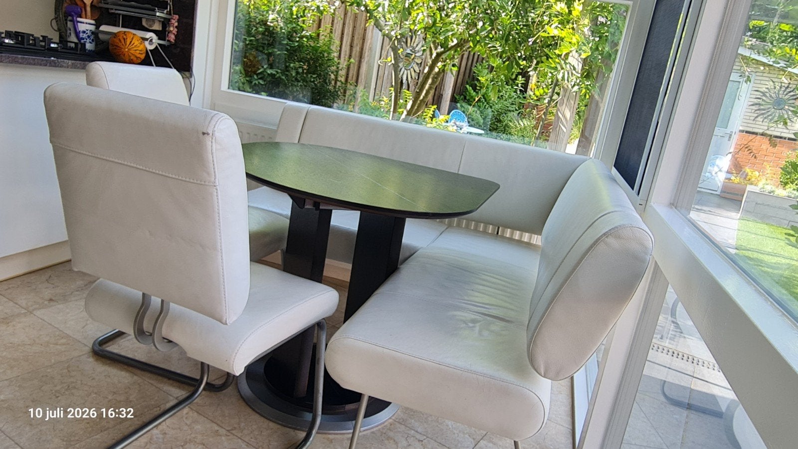 Complete eethoek met Lamp: uitschuifbare tafel, hoekbank & s, Huis en Inrichting, Ophalen, Gebruikt, Design eethoek