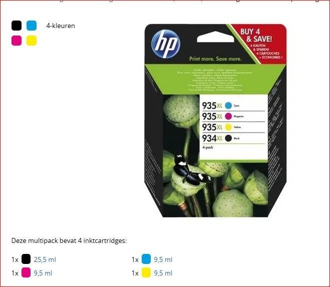 Inktcardridge HP 934/935XL (X4E14AE) Inktcartridge, Ophalen of Verzenden, Nieuw, Cartridge, HP