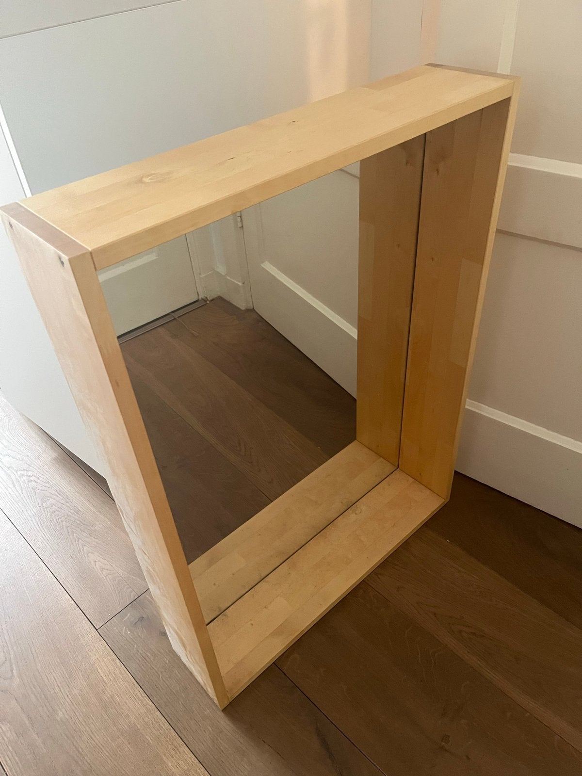 IKEA Mölger spiegel/wandplank - licht hout, Huis en Inrichting, Woonaccessoires | Spiegels, Ophalen, Gebruikt, 100 tot 150 cm