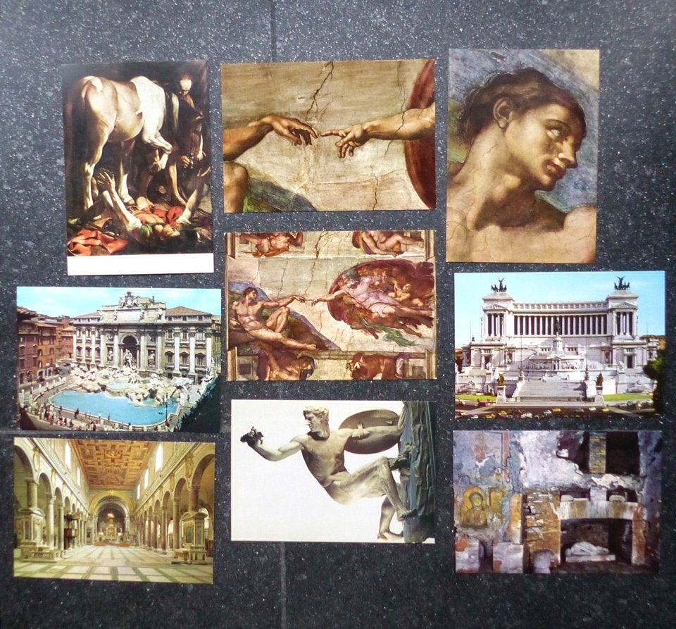 Jaren '80 ansichtkaarten Rome Italië Sixtijnse kapel kunst, Ophalen of Verzenden, 1980 tot heden, Ongelopen, Italië