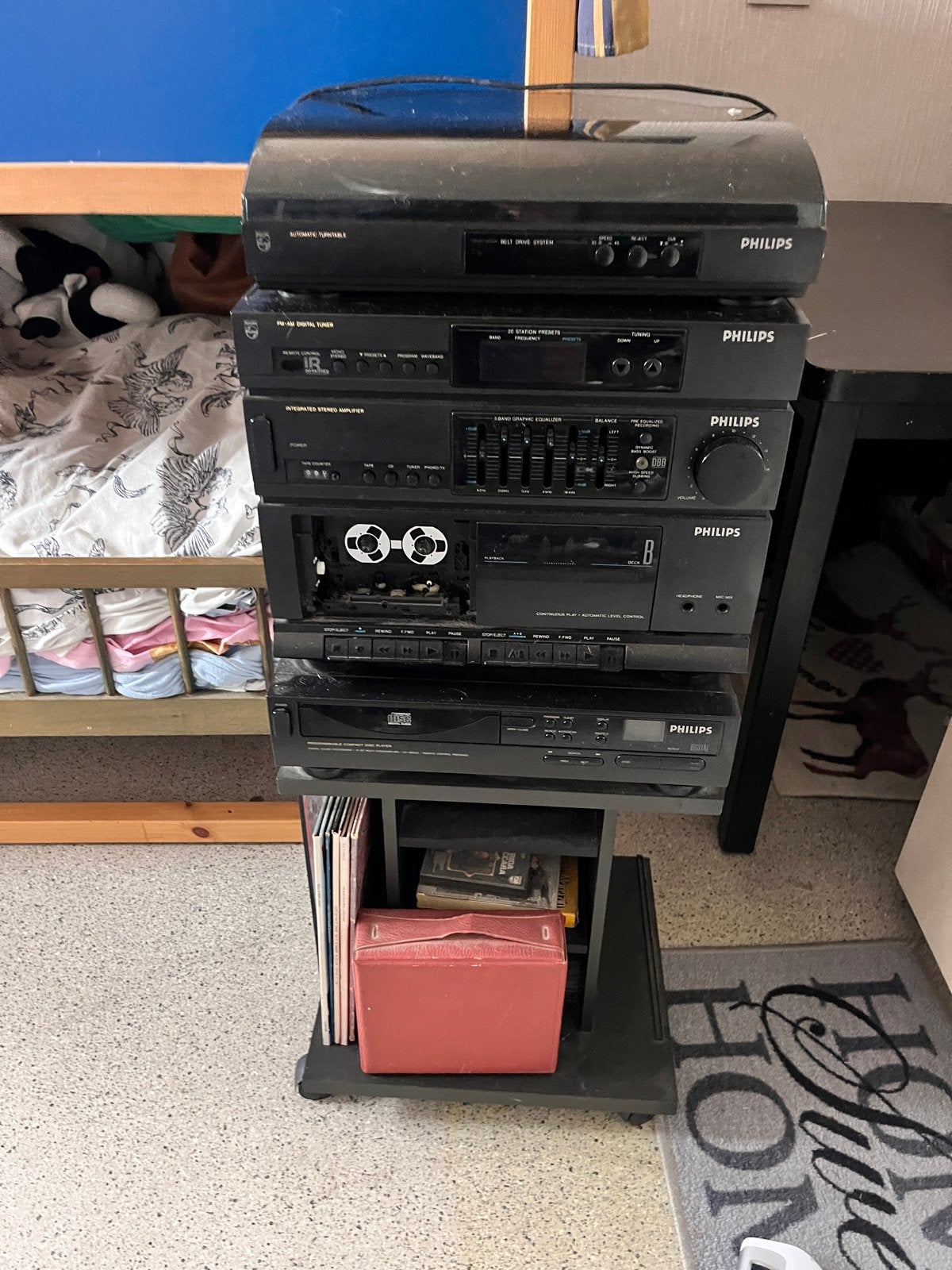 Philips Stereo Installatie met Platenspeler, Cassette, CD, R, Ophalen, Philips, Gebruikt, Cassettedeck