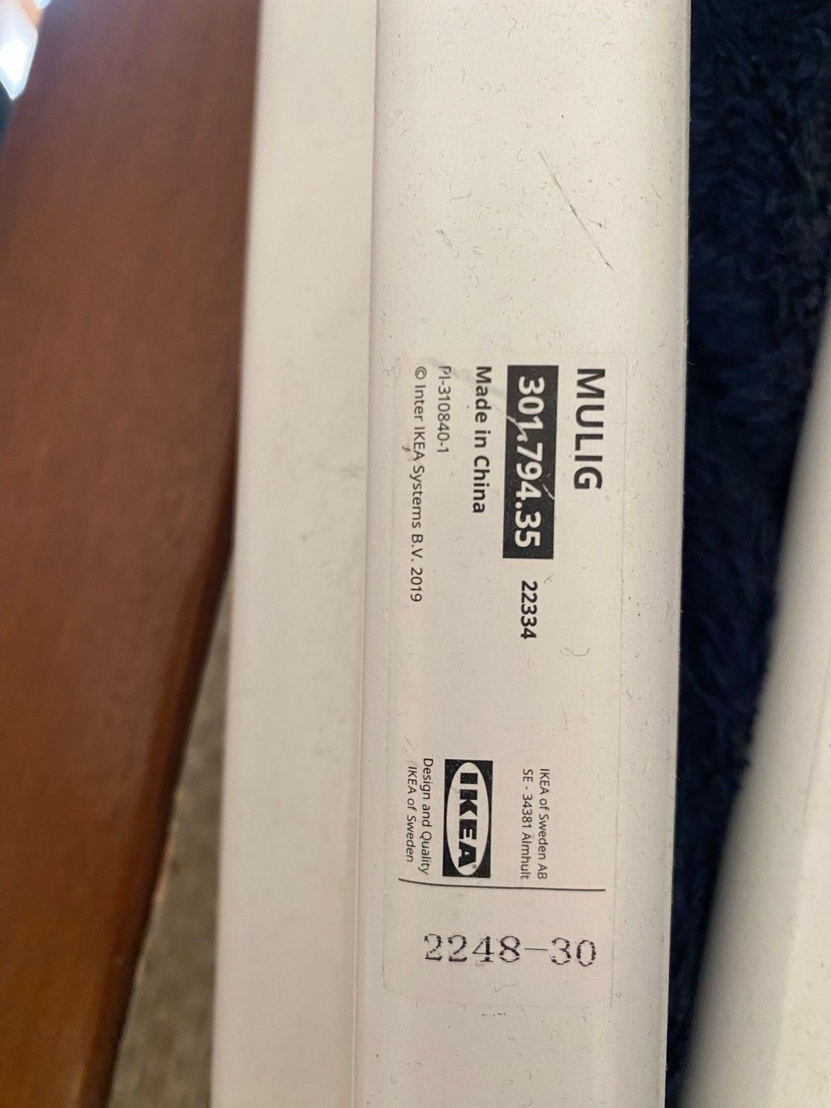 IKEA MULIG Kledingroede - 5 stuks, wit, Ophalen, Gebruikt