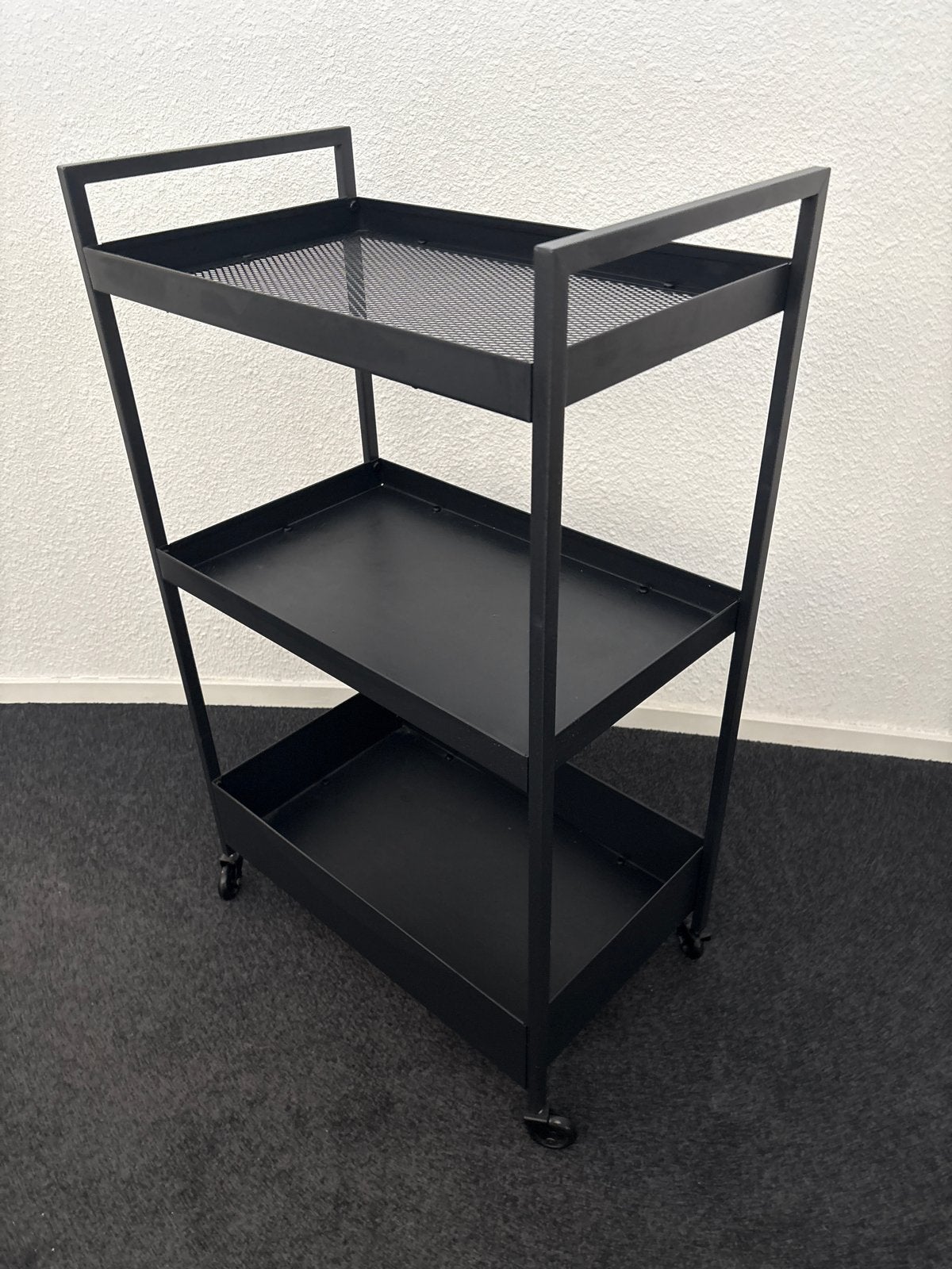 Drielaags Roltafel - Zwart Metaal - Compact en Praktisch, Ophalen, Zwart, Zo goed als nieuw, Metaal