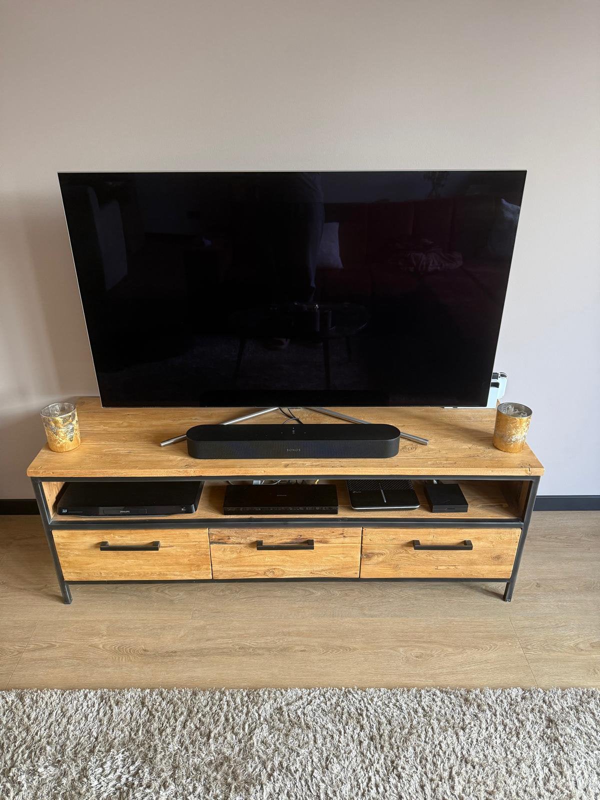 Pronto TV-meubel (Teak hout), Ophalen, 150 tot 200 cm, Teakhout, Zo goed als nieuw