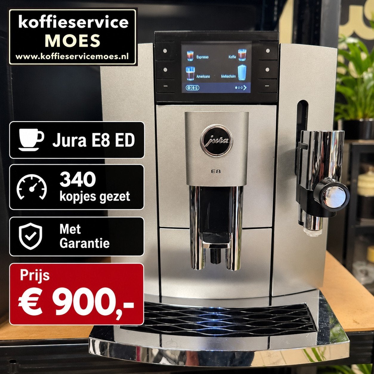 Jura E8 EC piano black zeer netjes met garantie, 10 kopjes of meer, Ophalen of Verzenden, Zo goed als nieuw, Koffiemachine