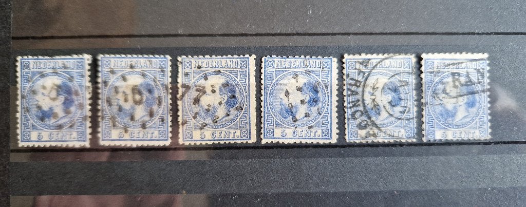 6x NVPH 7 gestempeld. Willem III., Verzenden, T/m 1940, Gestempeld