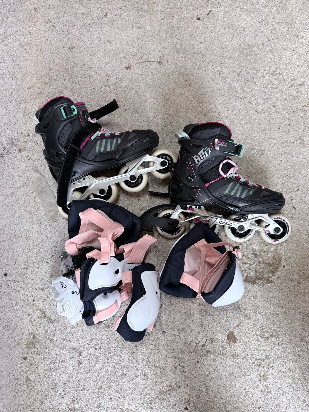 Skeelers met beschermers, verstelbaar maat 38-41, Sport en Fitness, Skeelers, Verstelbaar, Kinderen, Zo goed als nieuw, Inline skates 4 wielen