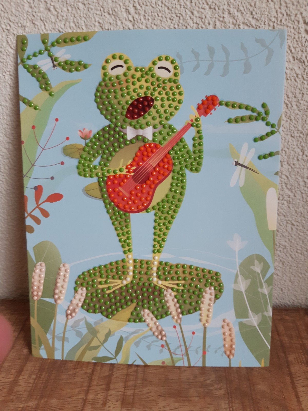 Diamond painting enkelvoudig kaart  kikker met gitaar, Ophalen of Verzenden, Zo goed als nieuw, Dieren
