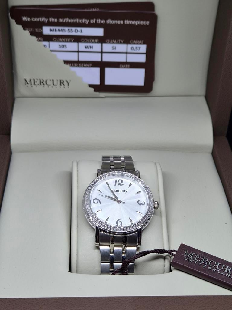 Mercury Swiss Made Diamanten Horloge 0.57ct - Nieuw, Overige merken, Staal, Staal, Polshorloge