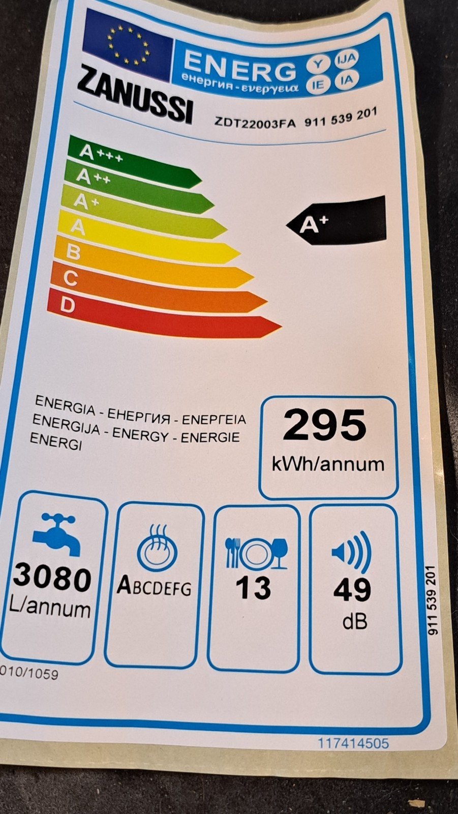Zanussi ZDT22003FA Inbouw Vaatwasser A+, Ophalen, Minder dan 85 cm, Zo goed als nieuw, Inbouw