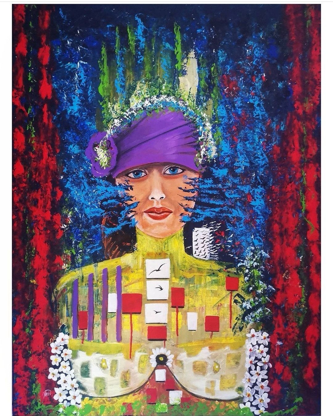 Vrouw schilderij, Ophalen of Verzenden