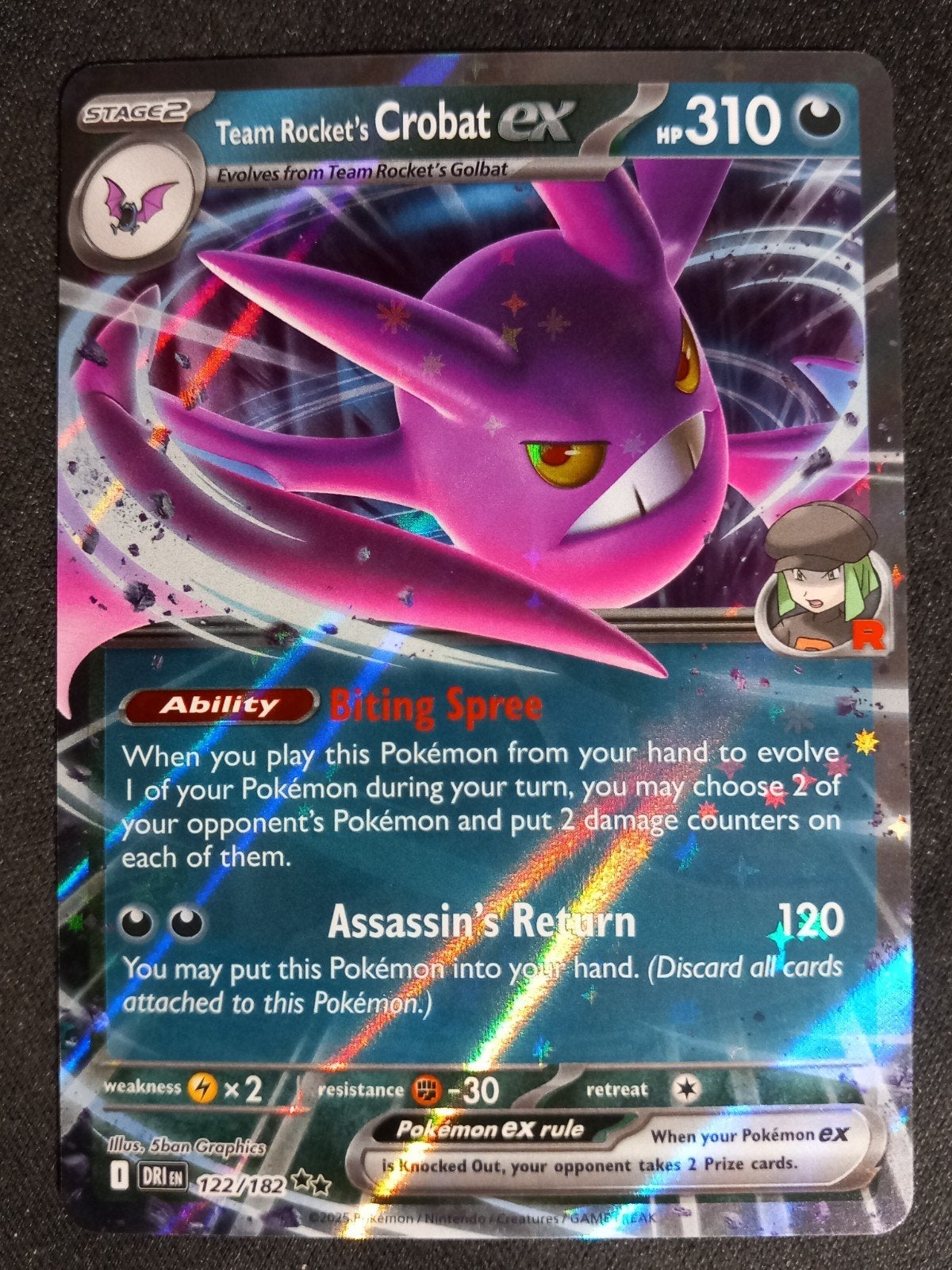 Rocket's Crobat ex 122/182 Destined Rivals Ultra Rare NM, Verzenden, Zo goed als nieuw, Losse kaart, Foil