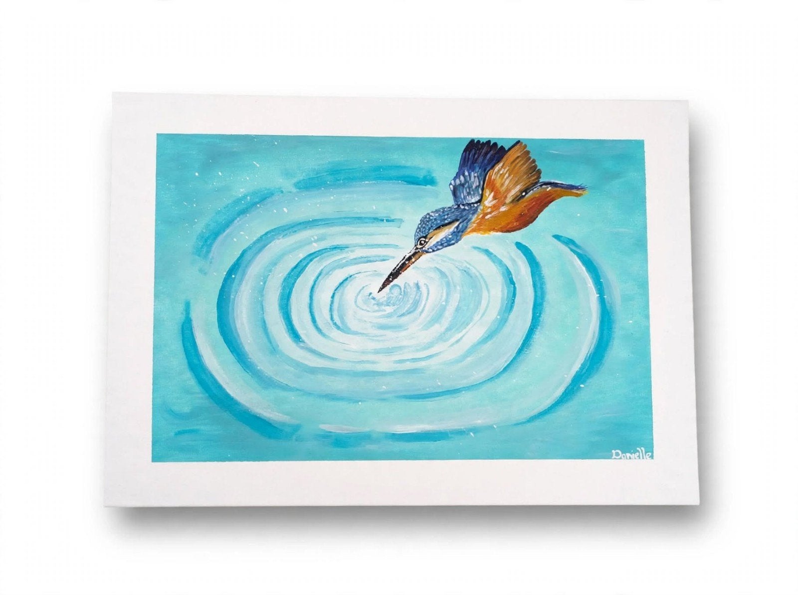 GROOT Nieuw handgeschilderd acrylverf schilderij ijsvogel 55, Ophalen, Handgeschilderd, Acrylverf, Dieren