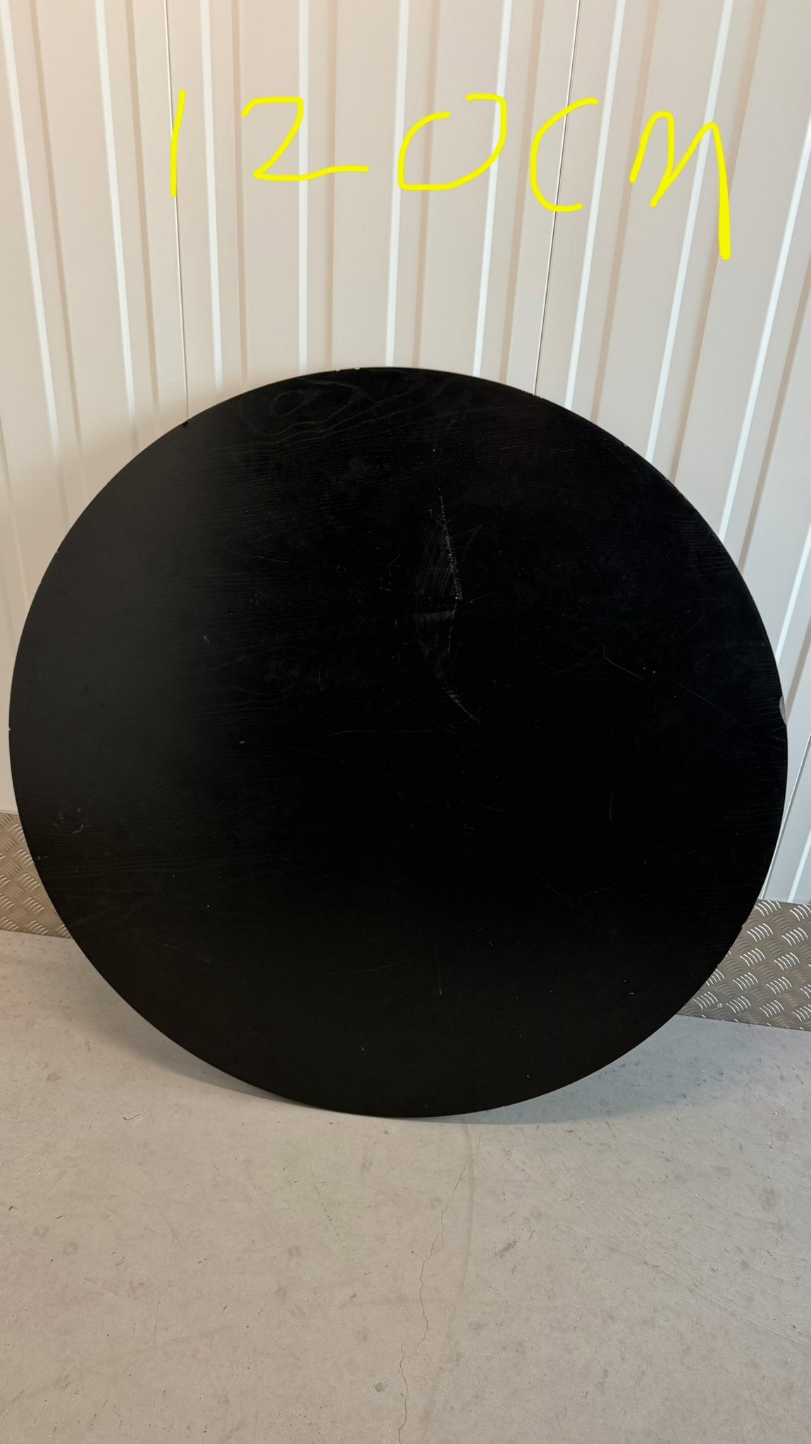 Rond zwart tafelblad - 120 cm doorsnede, Ophalen, Gebruikt, 100 tot 150 cm, Rond