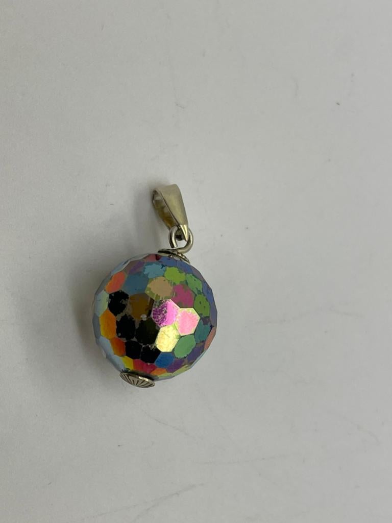 D984 Prachtige zilveren hanger discobal, Sieraden, Tassen en Uiterlijk, Antieke sieraden, Ophalen of Verzenden, Zilver, Hanger