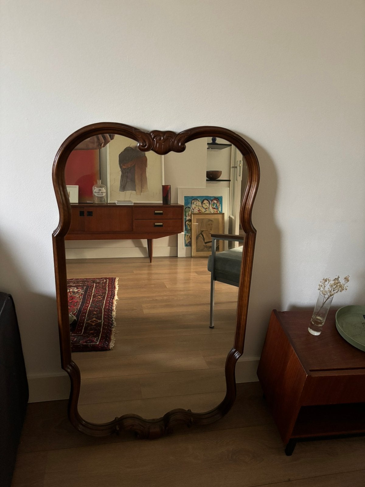 Vintage klassieke spiegel, Louis XV / rococo stijl, Ophalen, Rechthoekig