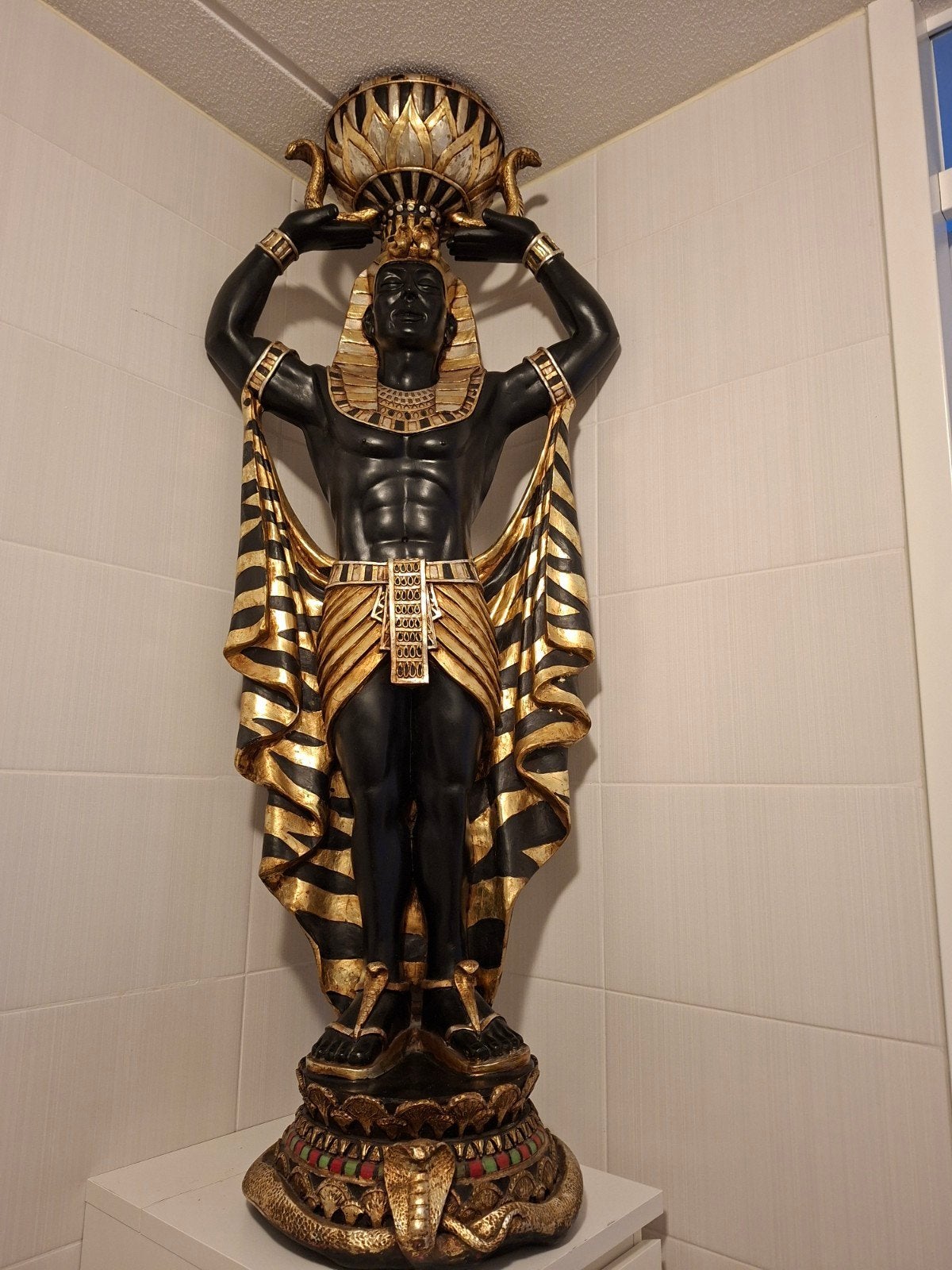 Grote Egyptische Farao Beeld - Zwart met Goud, Ophalen, Zwart, Kunststof, Oosters