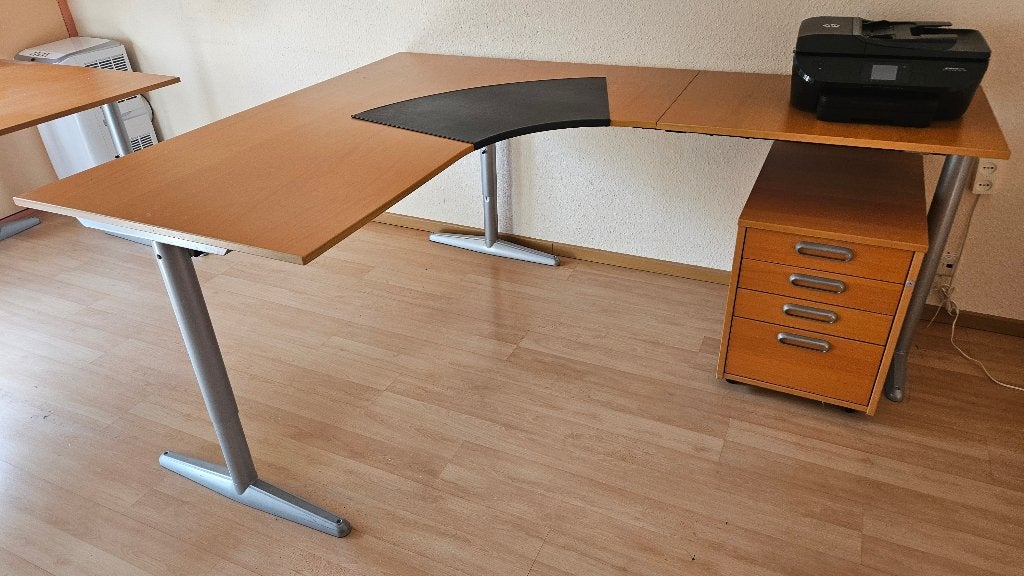 Ikea Galant bureau met ladeblok en bladlegger, Ophalen, Gebruikt, Scandinavisch, Spaanplaat of MDF