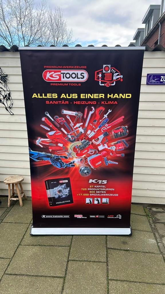 Rolbanner, Ophalen, Zo goed als nieuw, Reclamebord