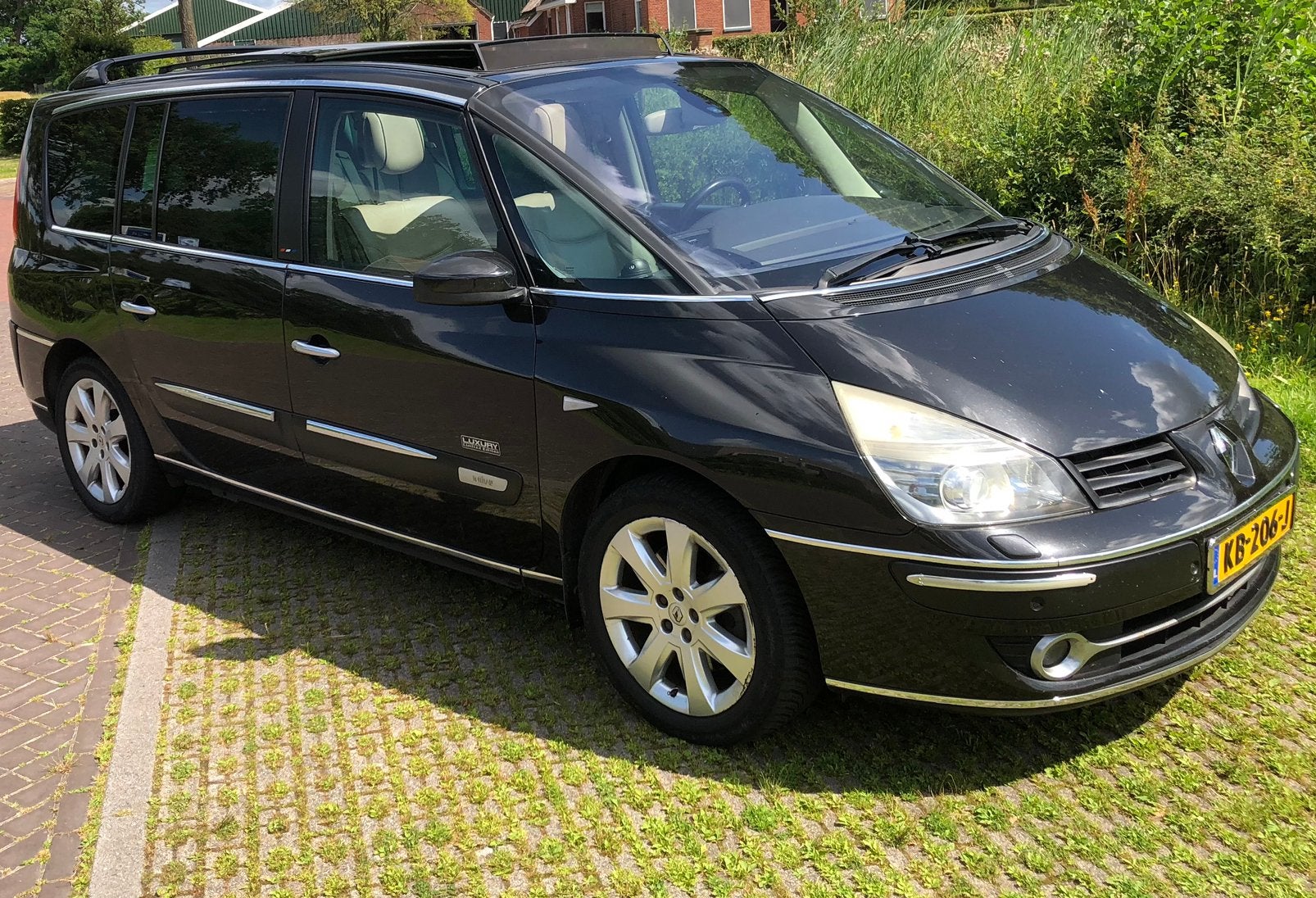 Unieke luxe zwarte Renault Grand Espace Initiale V6 3.52009, Auto's, 2000 kg, 7 stoelen, Zwart, Leder