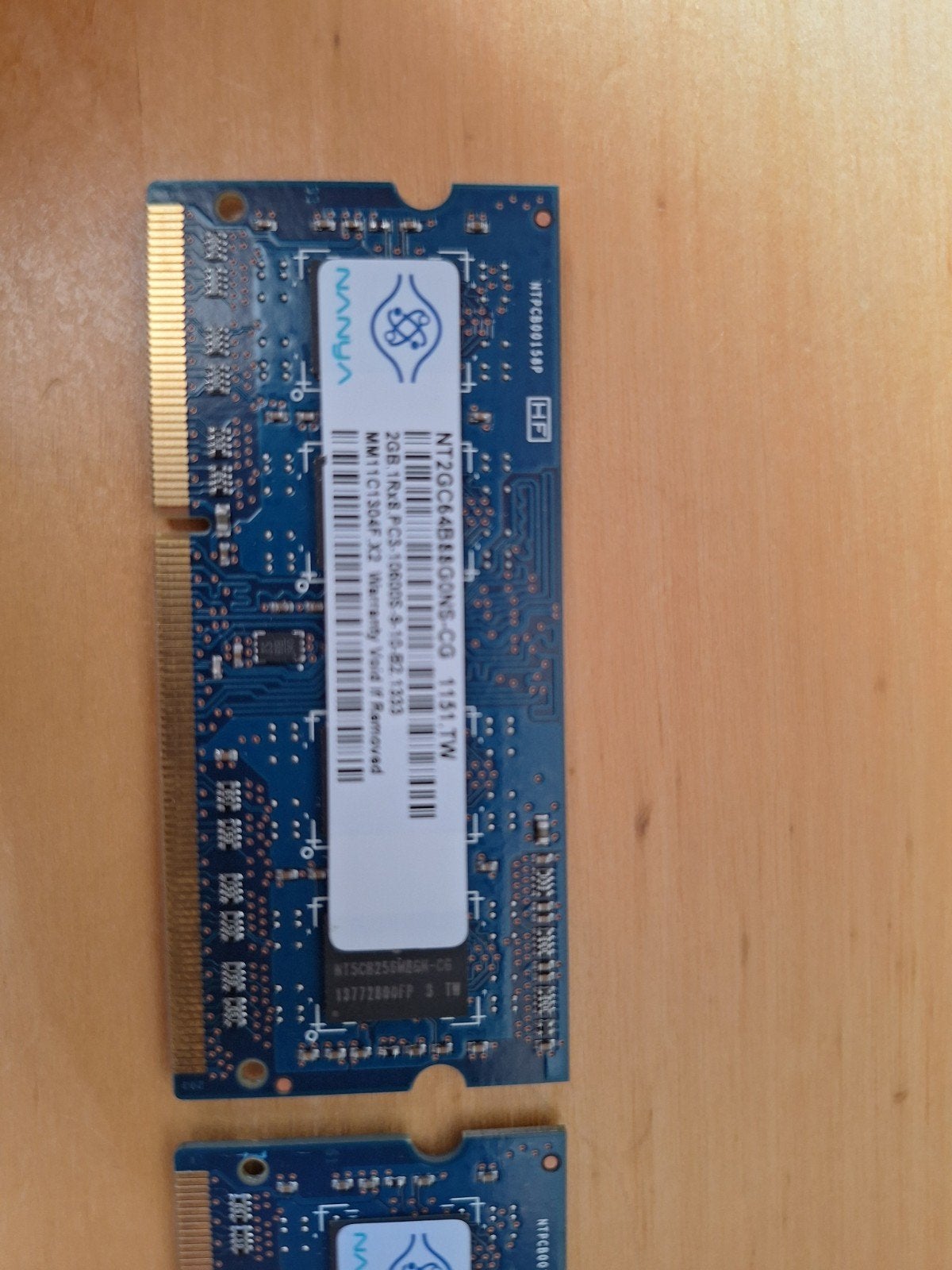 Nanya 2GB DDR3 Laptop Geheugen (2 stuks), Gebruikt, DDR3, Ophalen of Verzenden, 2 GB