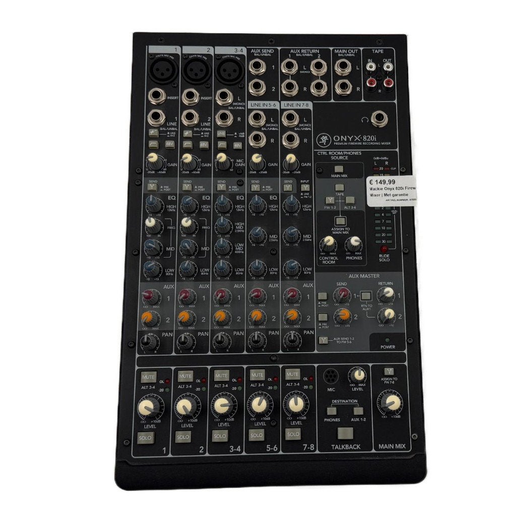 Mackie Onyx 820i Firewire / Mixer | Met garantie, Muziek en Instrumenten, Dordrecht@usedproducts.nl, Toulonselaan 72, Ophalen of Verzenden