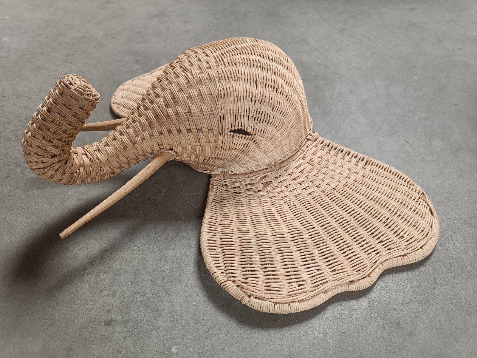 Rotan olifantenkop dierenkop olifanthoofd olifant bamboe XXL, Huis en Inrichting, Woonaccessoires | Overige, Ophalen, Beige, Boho