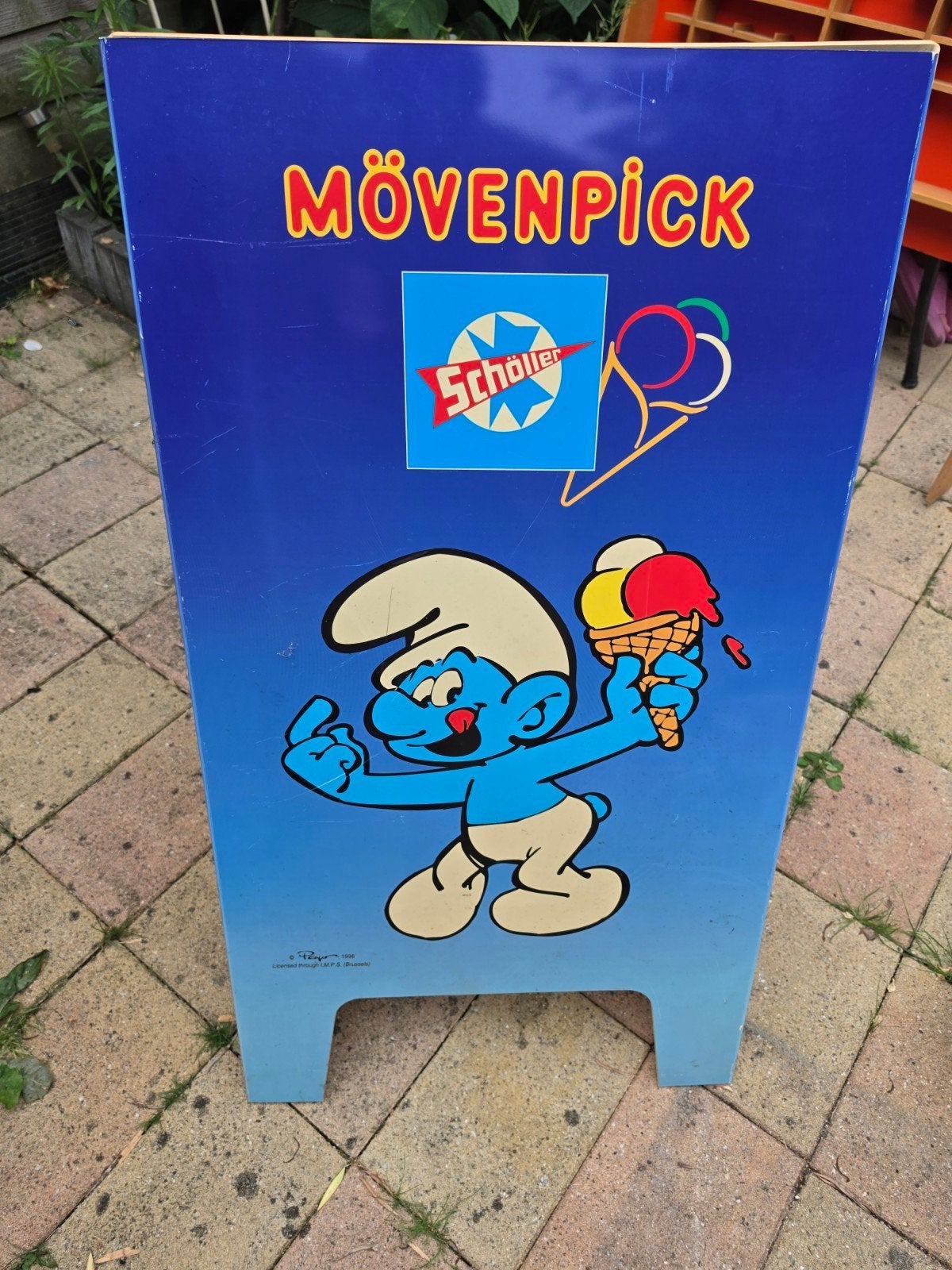 Reclame bord smurfen, Ophalen, Kuifje, Zo goed als nieuw, Plaatje, Poster of Sticker