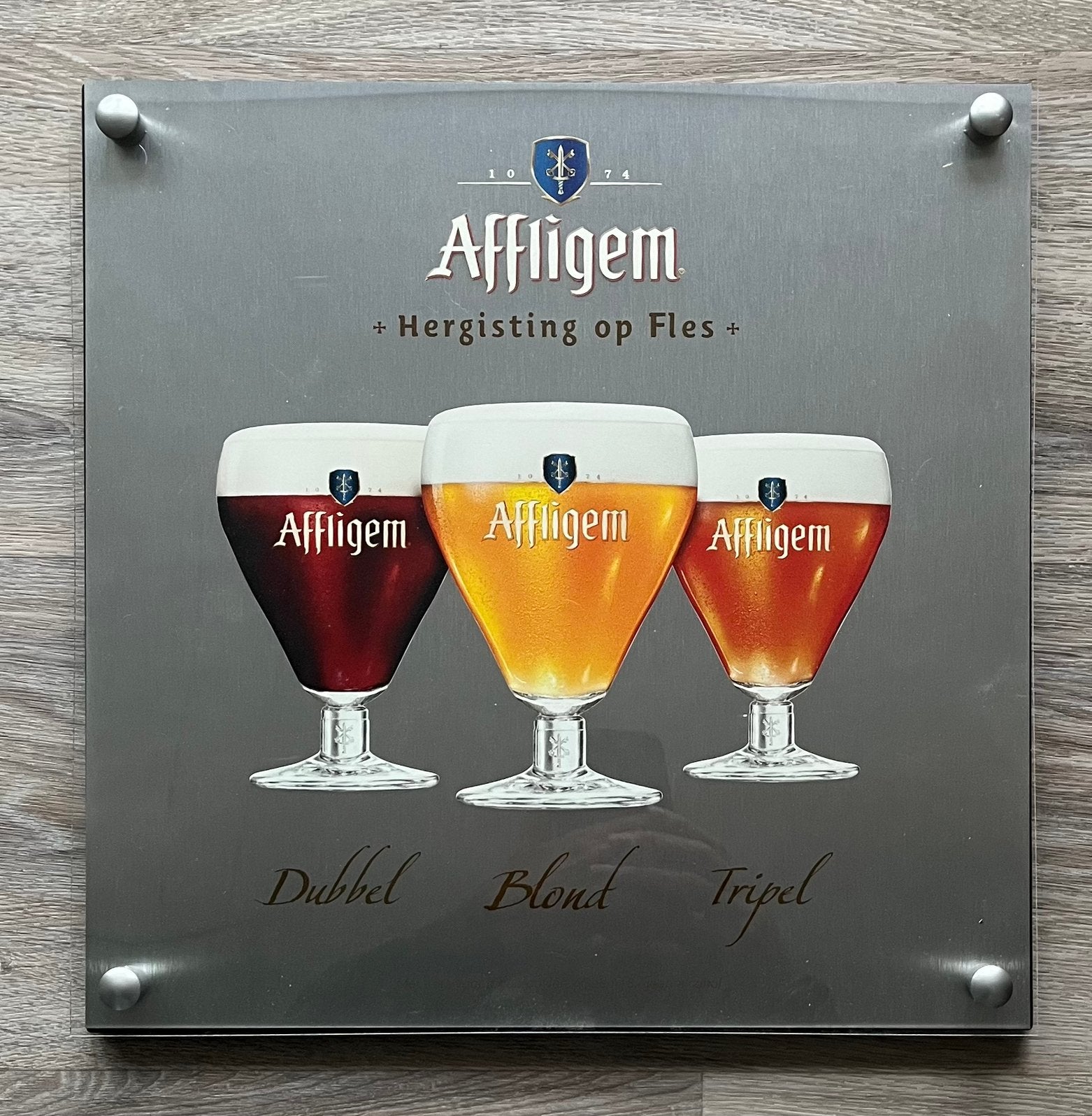 Affligem Aluminium Reclamebord - Dubbel Blond Tripel Bier, Verzamelen, Ophalen of Verzenden, Gebruikt, Reclamebord, Plaat of Schild