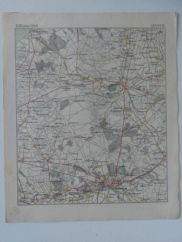 019 / plattegrond van de ANWB Arnhem ( rond 1900 ), Boeken, Gelezen, Ophalen of Verzenden, Landkaart, 1800 tot 2000