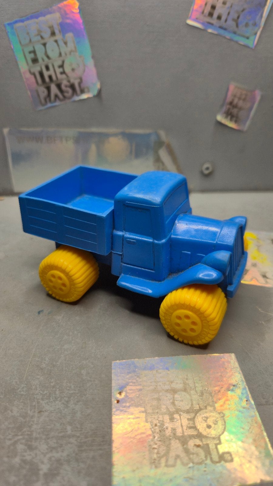 Vintage Viking Toys Vrachtwagen Blauw Geel - Zweden, Kinderen en Baby's, Ophalen of Verzenden, Gebruikt