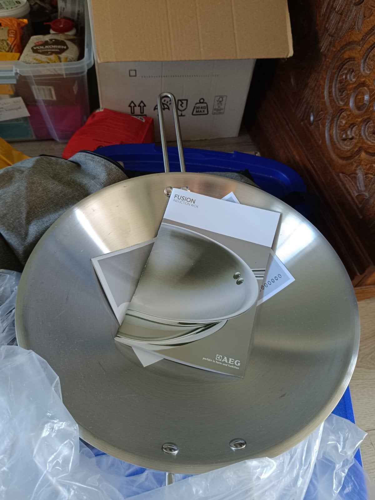 AEG Fusion Inductie Wokpan - Nieuw in verpakking, Ophalen, Nieuw, Rvs, Geschikt voor inductie
