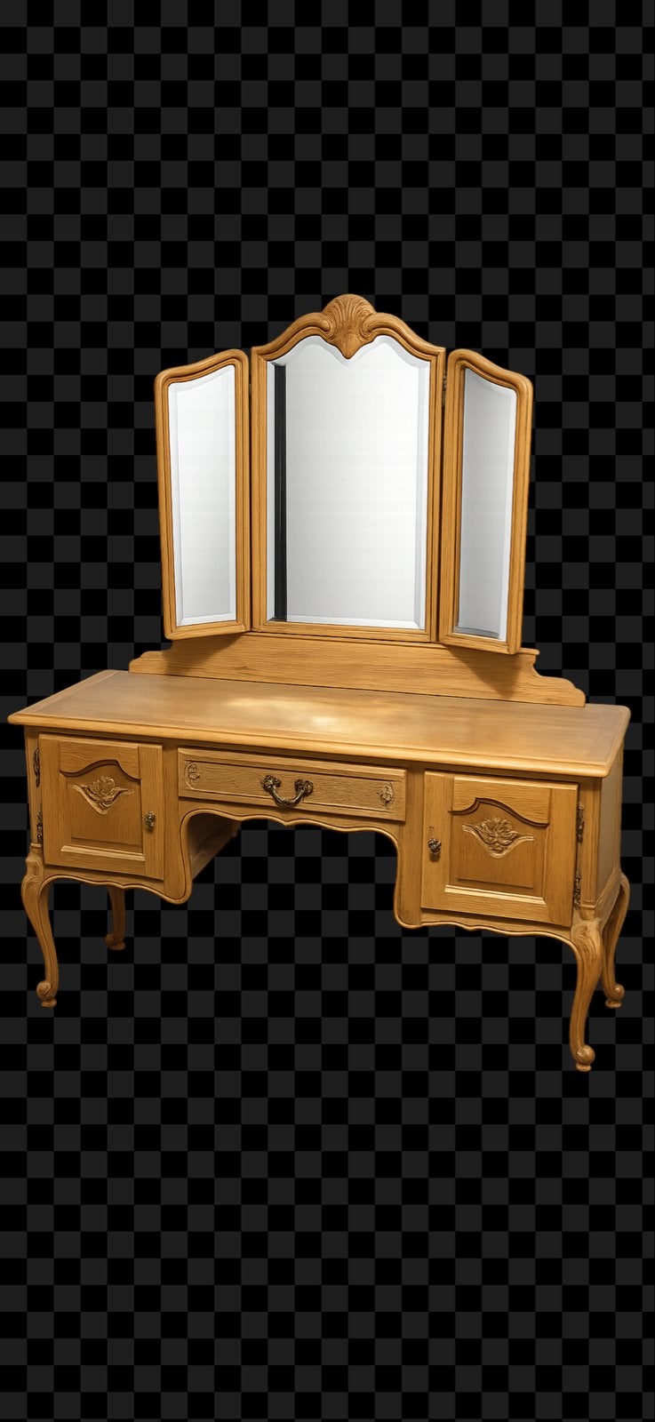 Antieke kaptafel met drieluik spiegel - Ouderwets design, Ophalen