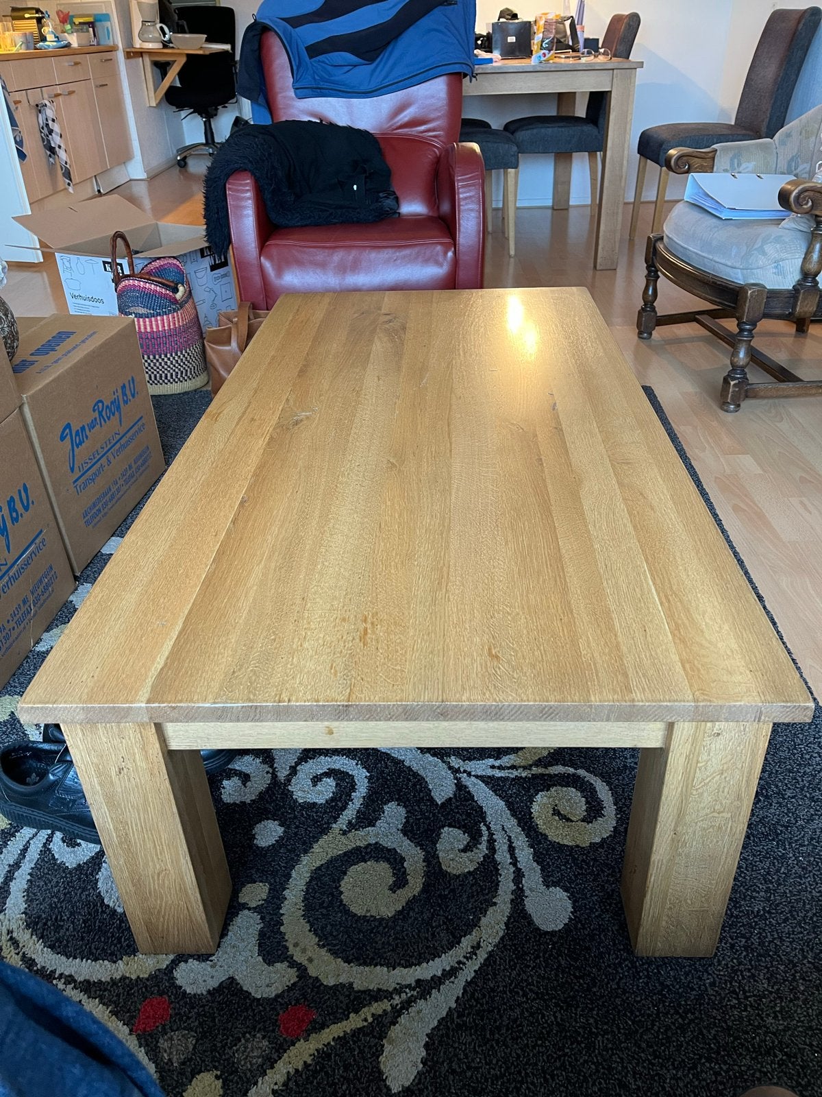Robuuste eikenhouten salontafel, Huis en Inrichting, Ophalen, 50 – 75, 100 tot 150 cm, Eikenhout