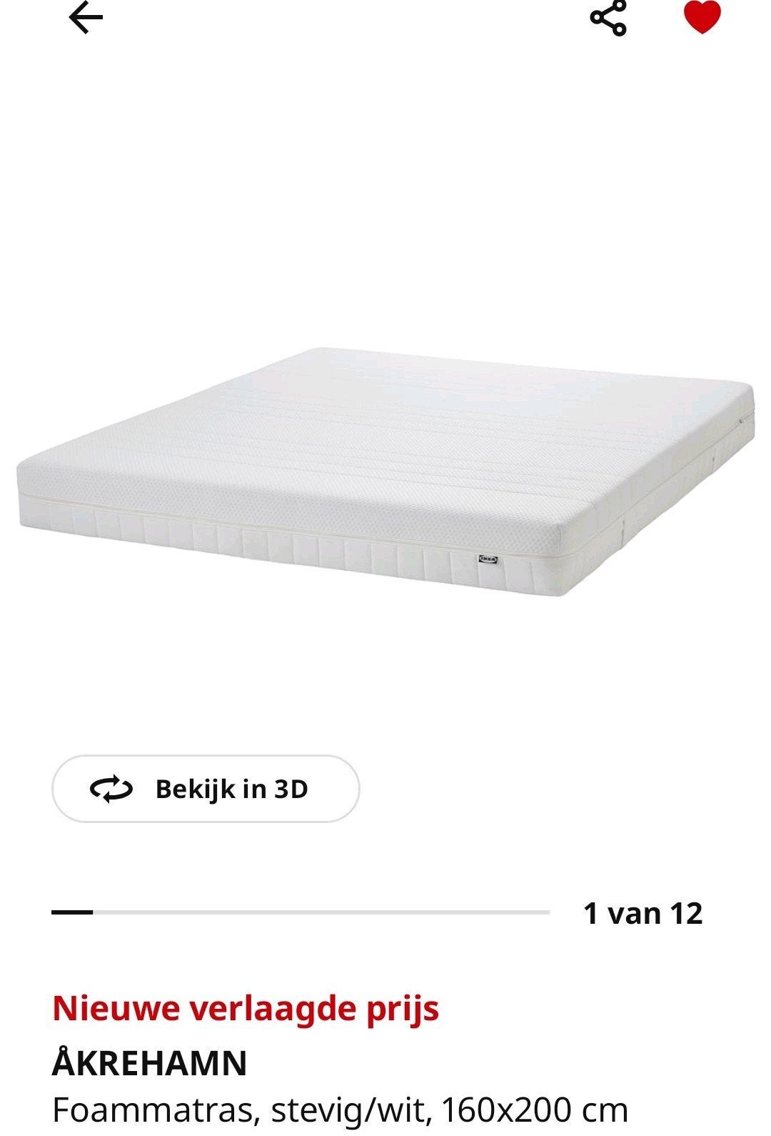 Vrij nieuw matras 160200, Ophalen, Tweepersoons, Zo goed als nieuw, 160 cm