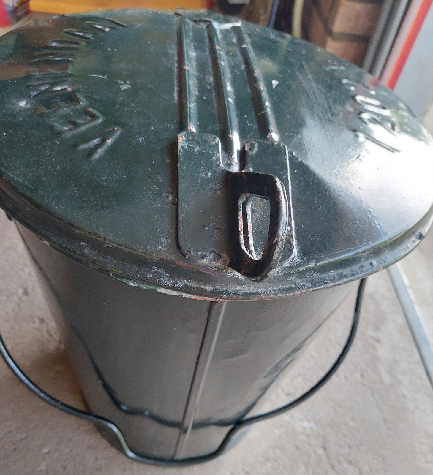 Zinken vuilnisemmer, Ophalen, Gebruikt, Minder dan 30 cm, Rond
