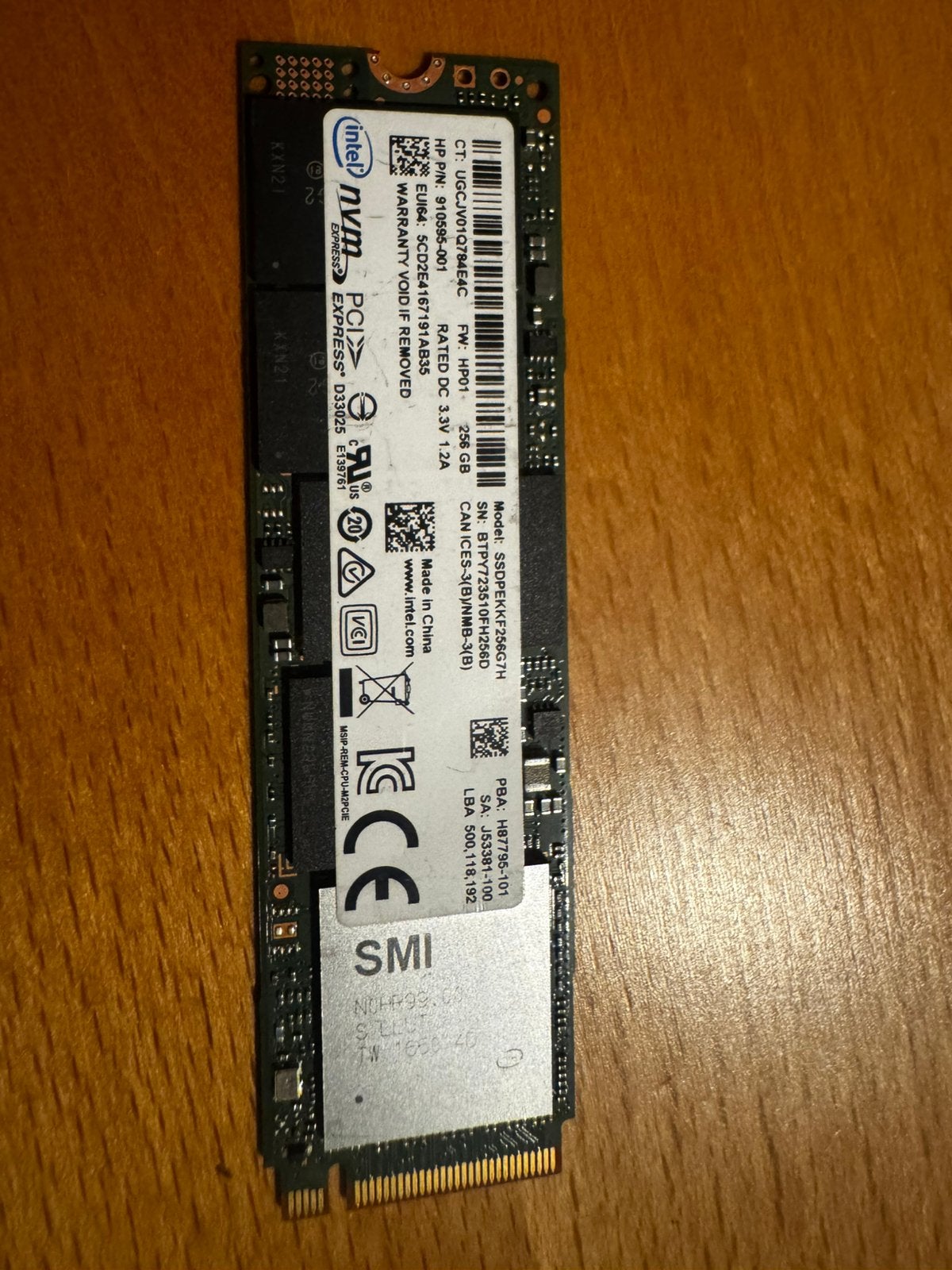 Intel m.2 ssd 256gb, Ophalen of Verzenden, Zo goed als nieuw, Laptop