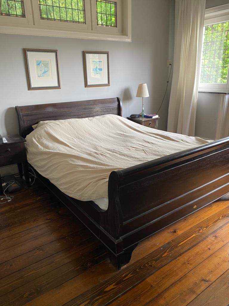 GRATIS AFHALEN Tweepersoonsbed 160 x 210 cm, verstelbaar, Huis en Inrichting, Slaapkamer | Bedden, Ophalen, Bruin, 210 cm, Tweepersoons