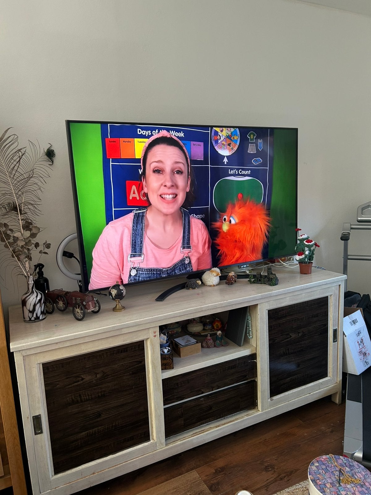 Landelijk TV-meubel / dressoir wit-bruin, Ophalen, Zo goed als nieuw, Rechthoekig, 200 cm of meer