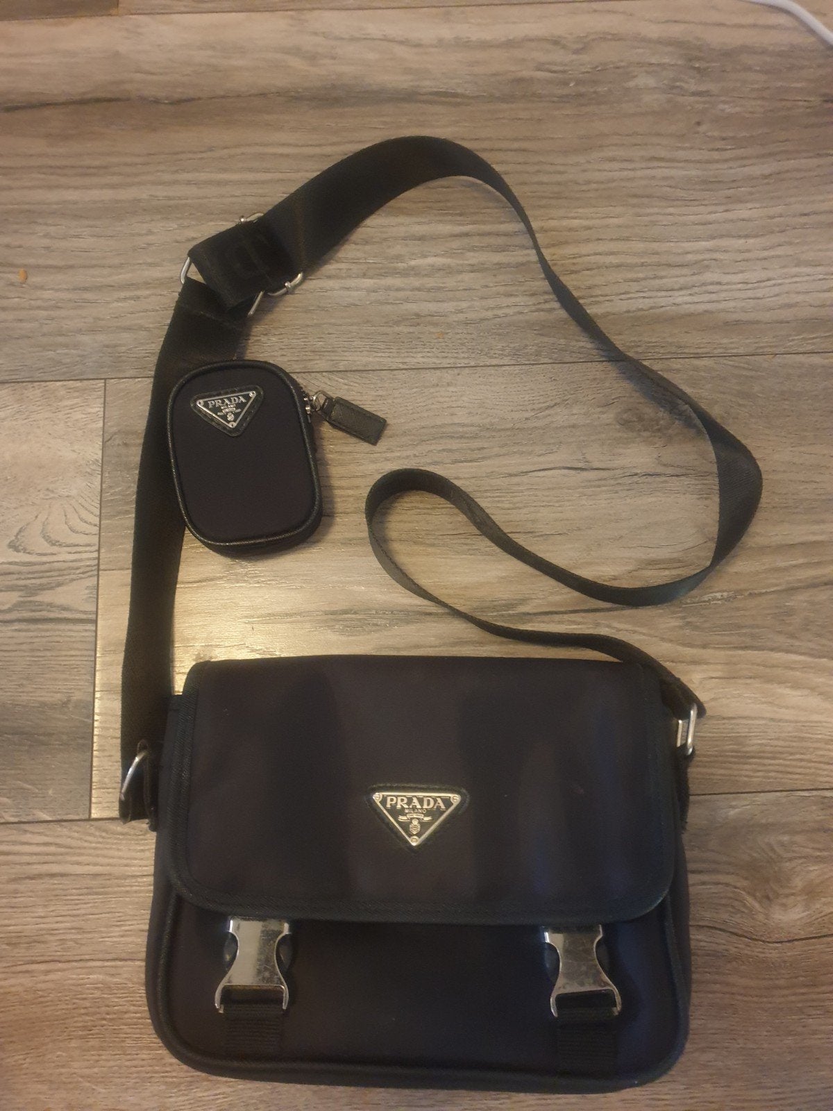 Prada schoudertas heren, Ophalen of Verzenden, Gebruikt, Zwart, Overige merken