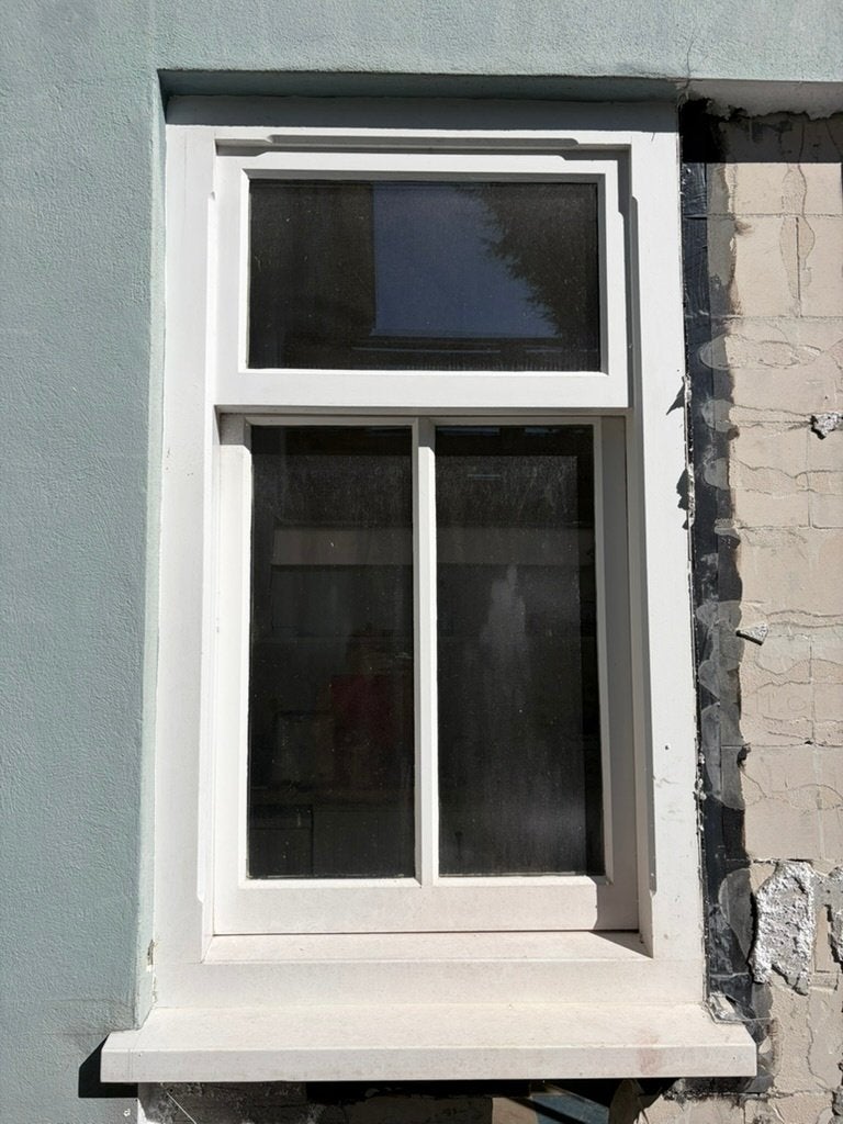 schuifraam met boven licht 163 x 95, Raamkozijn, Zo goed als nieuw, 150 tot 225 cm, Inclusief glas